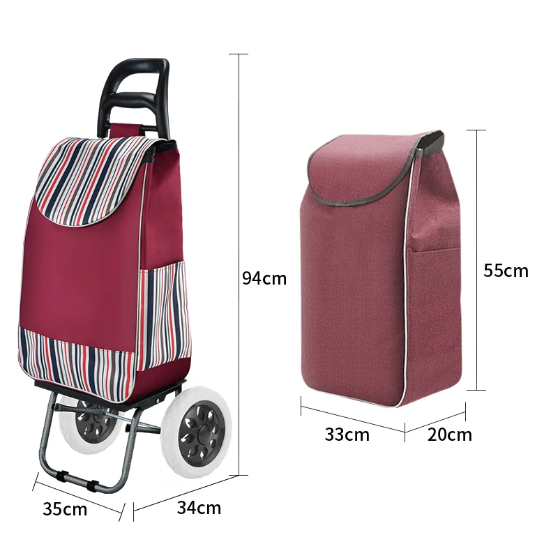 家用可折叠老人超市购物车拉杆袋子推车可折叠家用买菜小拉车轻便