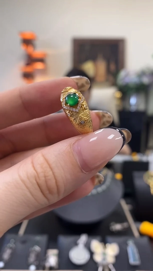【闪购商品】翡翠戒指银S925镶嵌银镶
