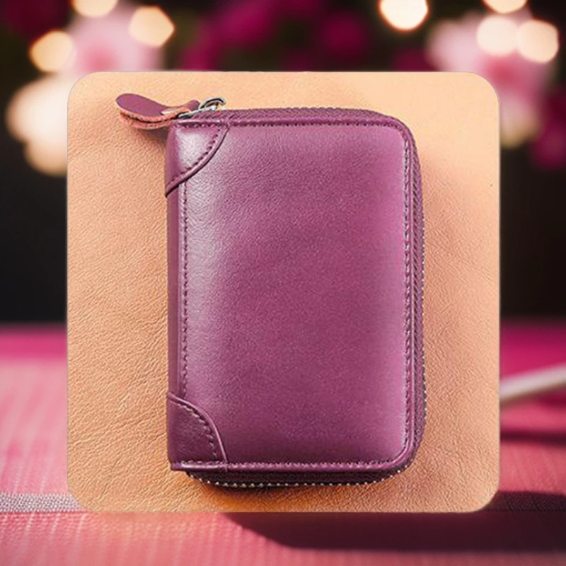 复古卡包女士简约大容量多卡位防消磁证件包女拉链卡片收纳包卡夹
