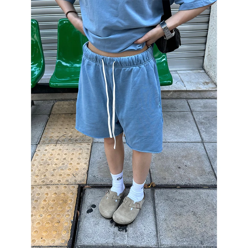 川川也CCYE美式水洗卫裤短裤男女宽松松紧腰卫裤休闲运动裤夏季潮