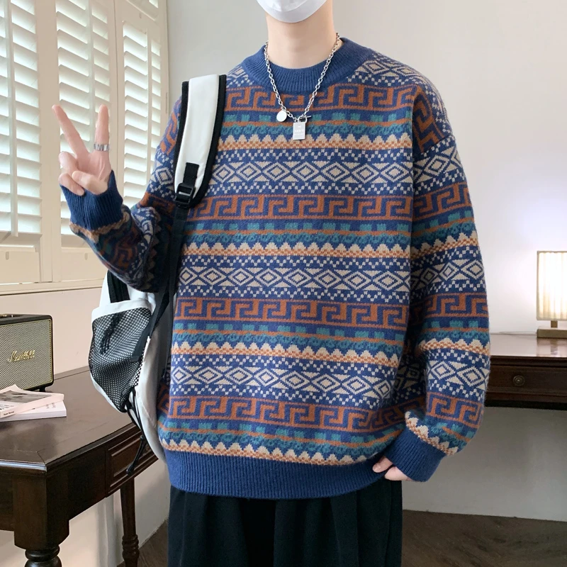 青少年毛衣男秋冬季加厚保暖打内搭打底衫初中高中学生潮流针织衫