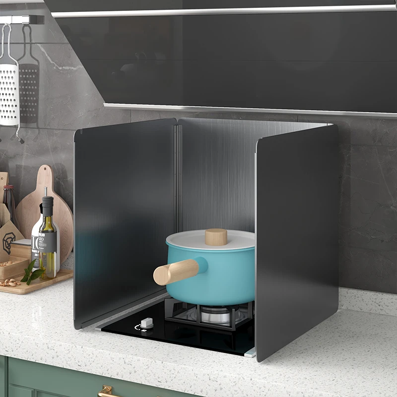 不锈钢挡油板厨房炒菜防油溅挡板煤气灶耐高温加厚油烟机隔热挡板