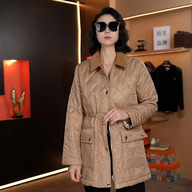 (梵妮）冬季新款女装时尚休闲百搭棉服中长款棉袄外套