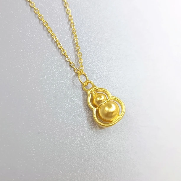 足金立体金葫芦古法经典吊坠（送合金链）