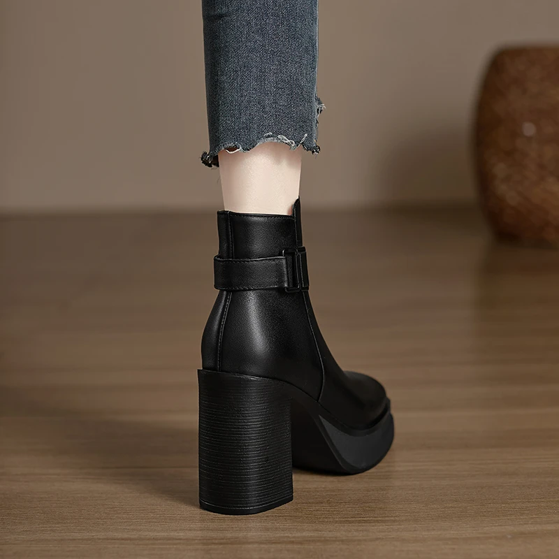 小个子手工女鞋10.5cm~时尚气质小短靴2024冬流行厚底百搭马丁靴