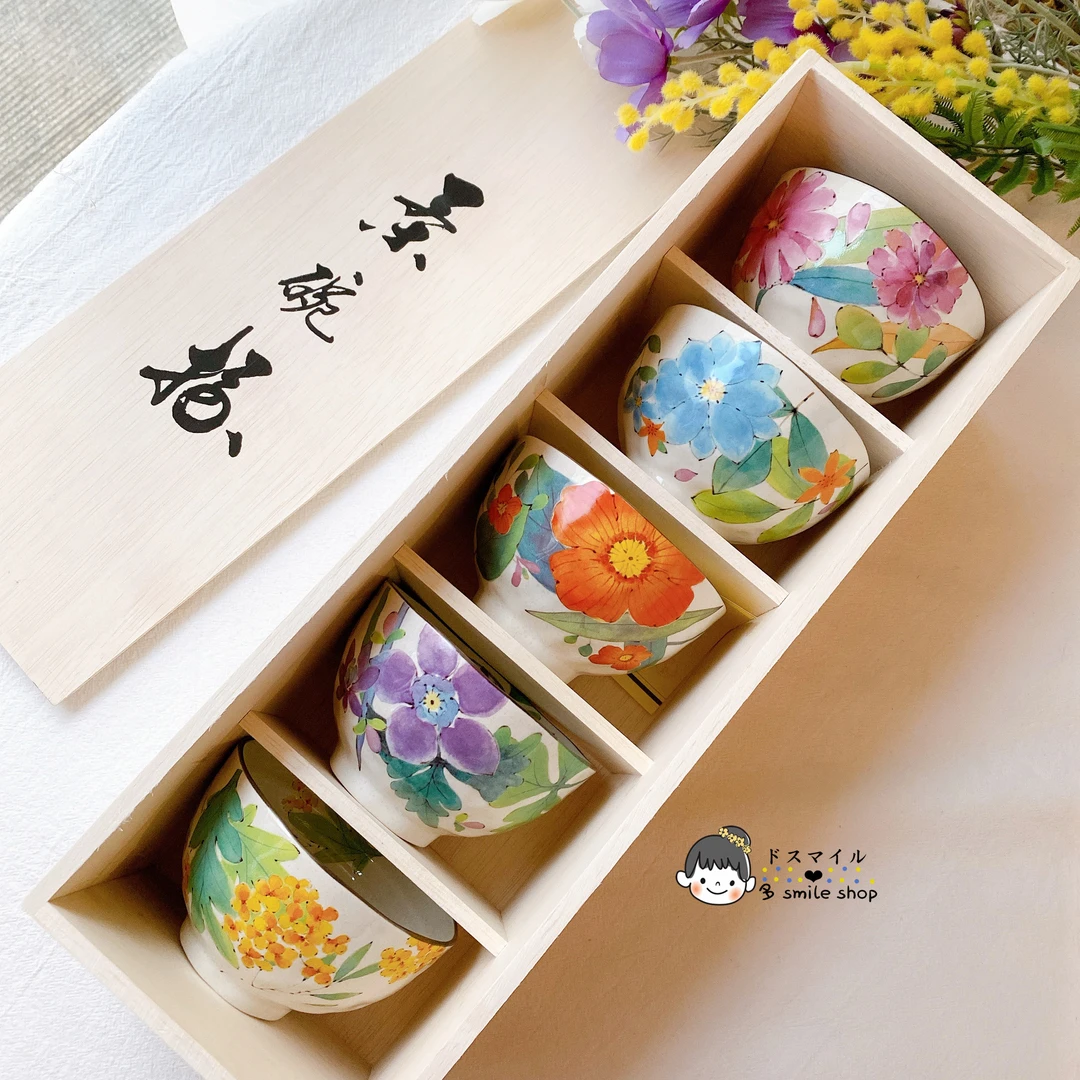 【5件套】日本进口和蓝饭碗木盒装-旬花