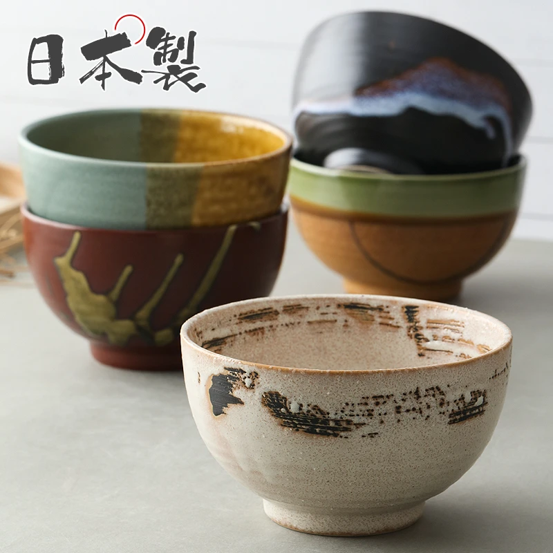 【5件套】日本进口美浓烧乐窑庵手绘粗陶小丼碗5件套-横岗