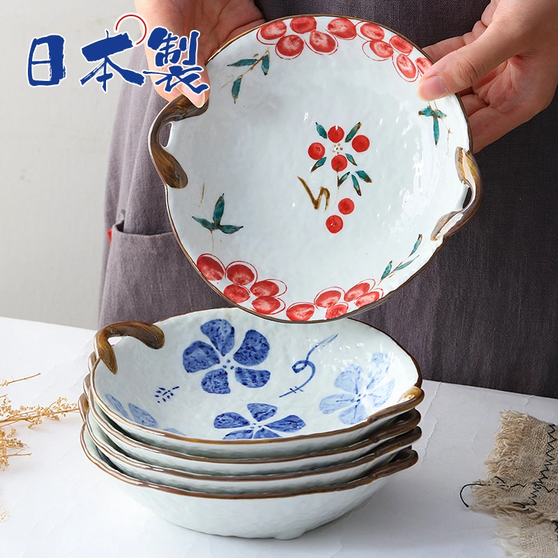 【单支】日本进口美浓烧手绘双耳煮物钵16cm