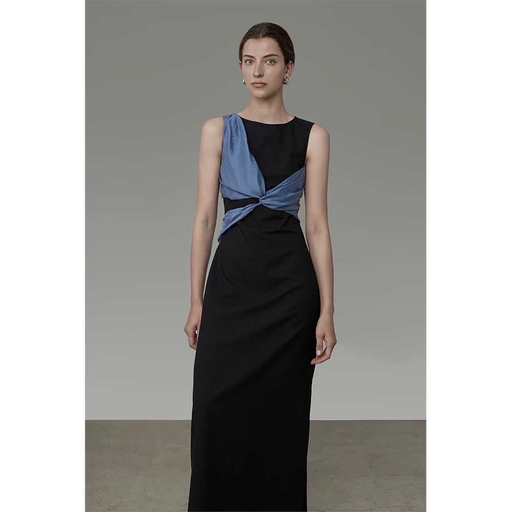 UNSPOKEN扭结拼接法式连衣裙女季新款裙子质感高级感UC23L049