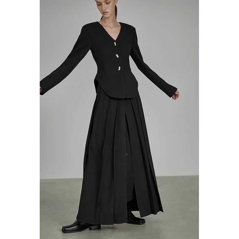 UNSPOKEN艺术感设计感高腰百褶裙高级感UQ21S123和UQ21B017