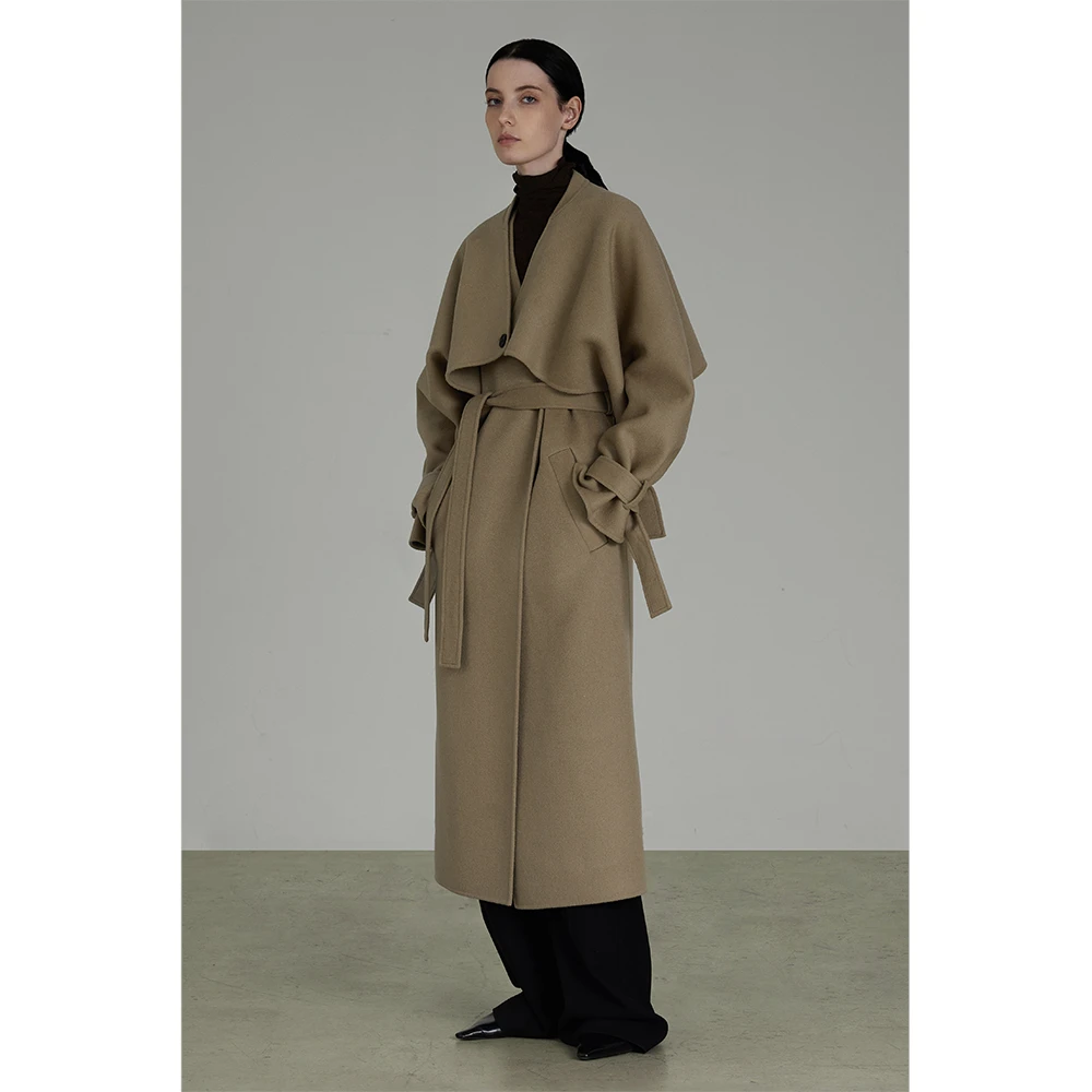 【粉丝专属福利】双面尼大衣设计感小众长款毛呢外套UD22W216推广