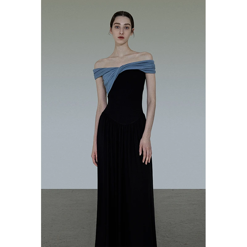 UNSPOKEN柔软舒适亲肤简约不单调针织撞色连衣裙UX24L026直播1