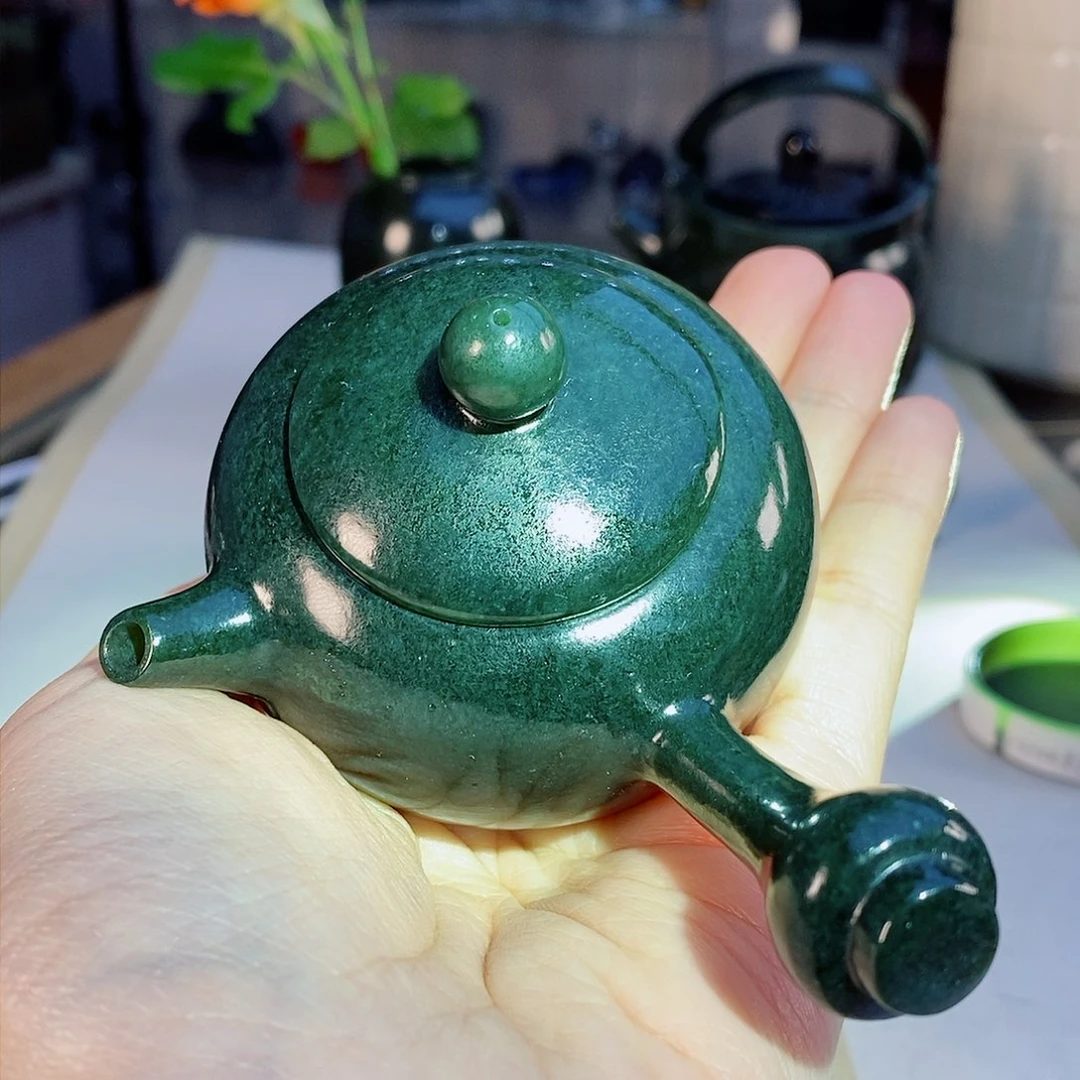 和田玉（青玉）摆件未镶嵌有裂