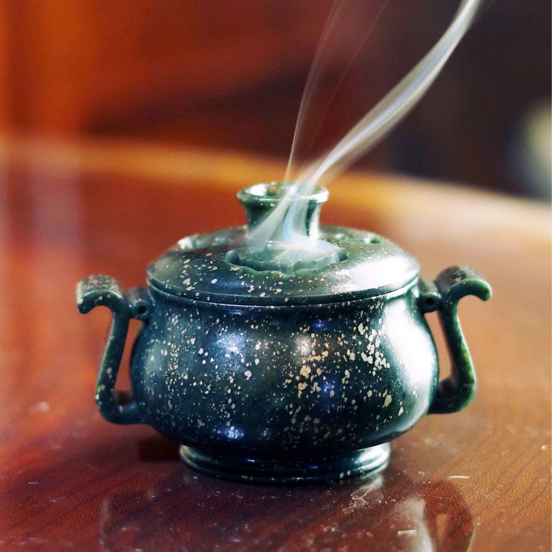 宫廷款丨香薰炉 香炉和田玉青玉薄胎玉壶蒋宏利茶具