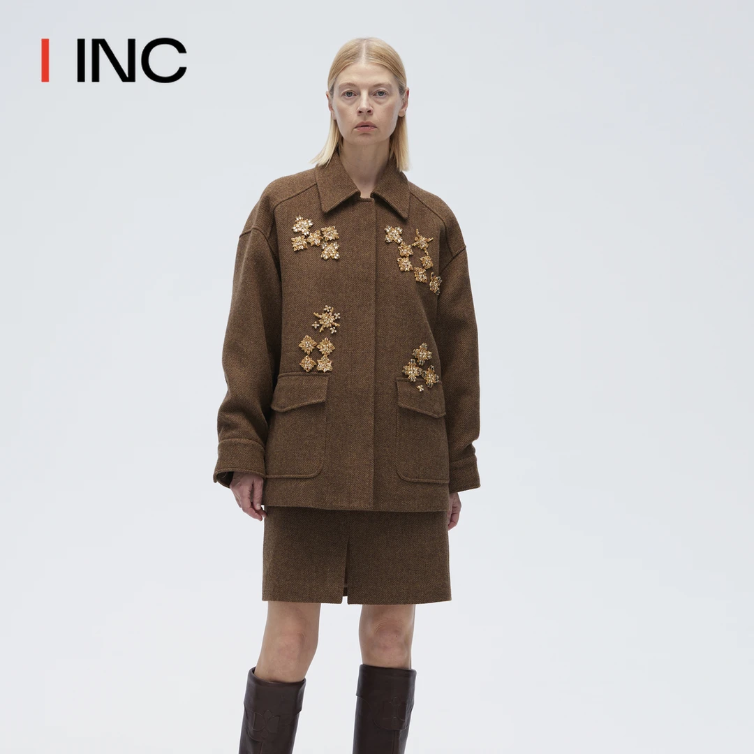 ICE DUST 24AW新款时尚街头风斜纹钉珠外套女IINCBOUTIQUE