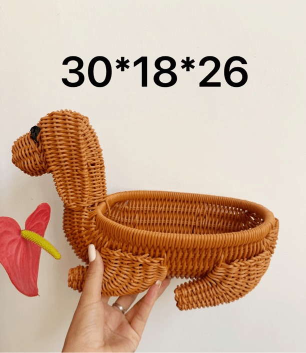 FN138（旺旺狗）动物可爱客厅零食手工篮子水果编织藤编带盖创意