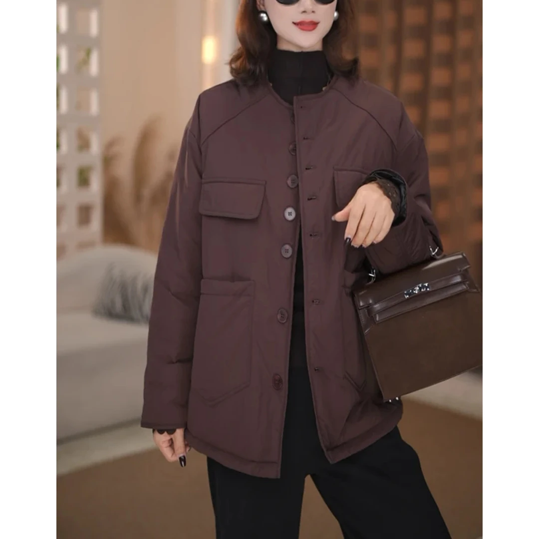 2024冬季新款时尚设计感棉衣女气质宽松显瘦休闲百搭保暖棉服外套