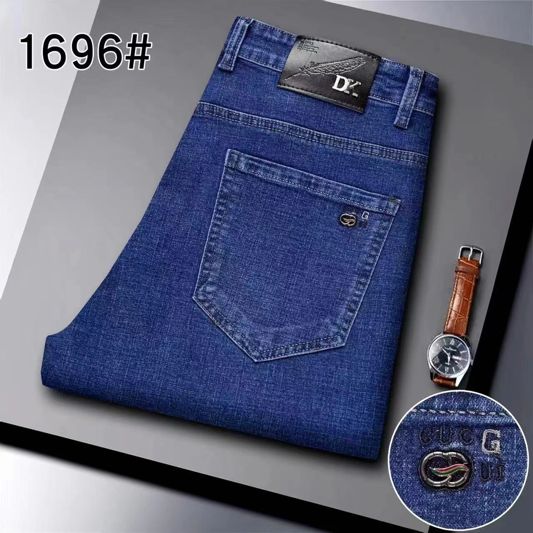 【秋款】2024年男士秋厚款中高腰深裆宽松直筒高弹百搭商务牛仔长裤