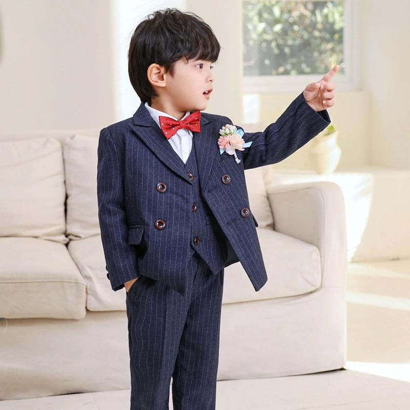 西装套装秋冬新款英伦时尚周岁花童礼服男宝宝班级活动演出服