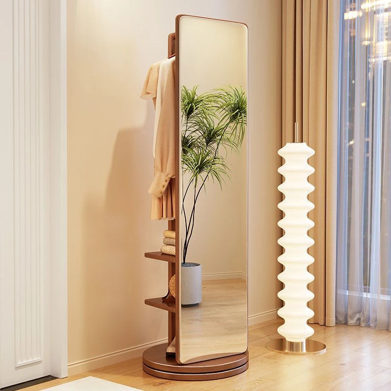 实木穿衣镜全身落地镜家用卧室可旋转移动衣帽架多功能一体试衣镜
