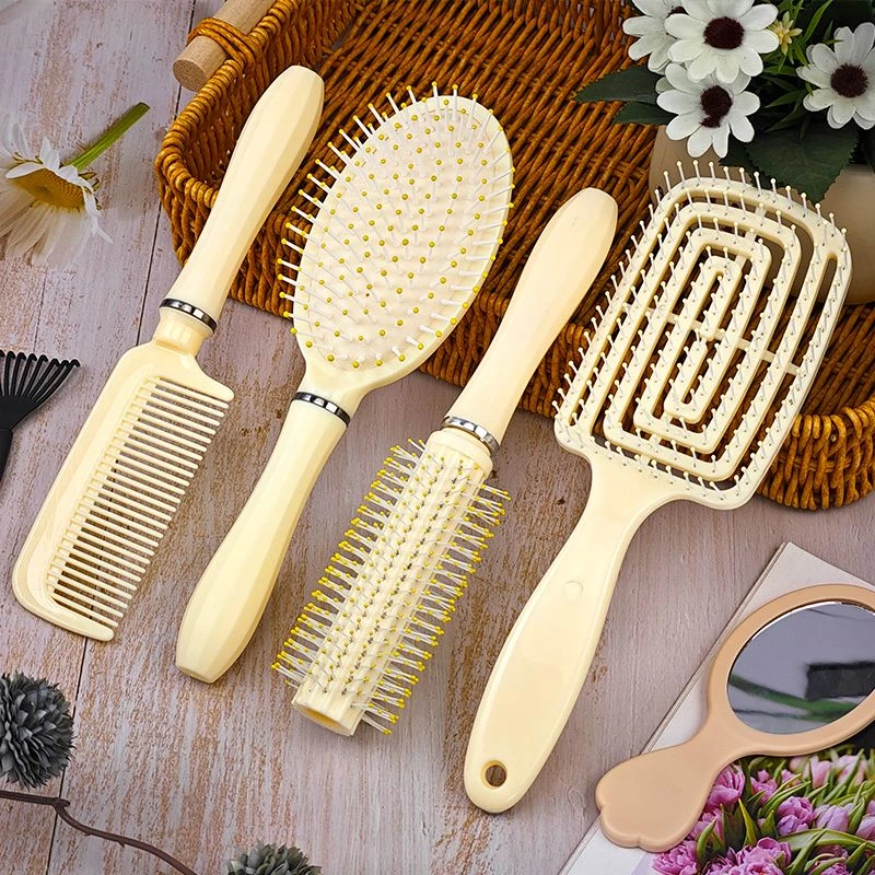 镂空造型梳蓬松气垫梳子专用长发按摩梳头部弯排骨梳造型内扣神器