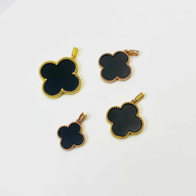 18K金黑玛瑙事业草吊坠15mm 多样性发其一