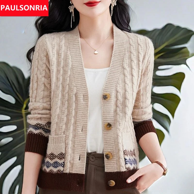 鄂尔多斯市纯100羊绒衫女士开衫毛衣宽松新款针织时尚羊毛衫外套