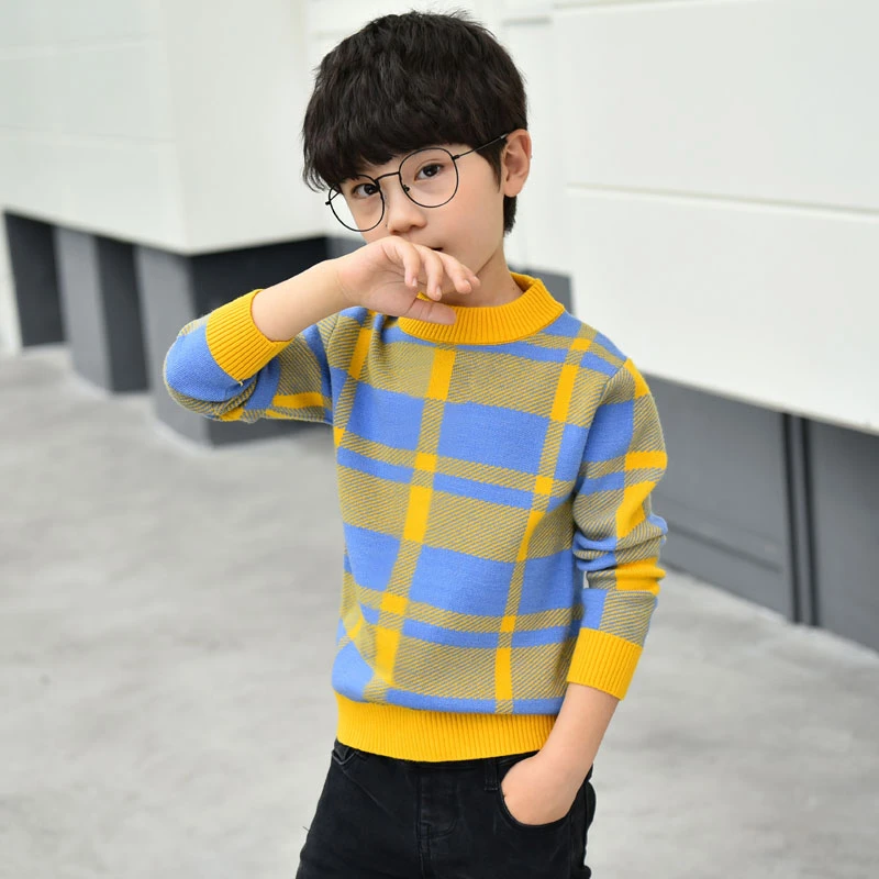 2025秋冬新款男童毛衣加绒保暖儿童宝宝中大童圆领套头针织打底衫