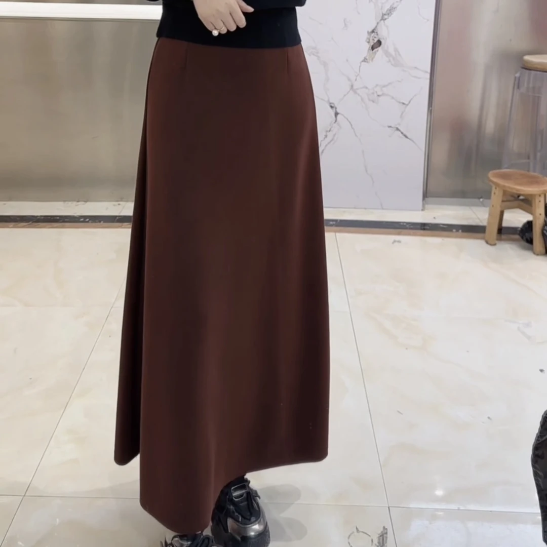 秋冬新款A字半身裙女长款显瘦大摆伞裙