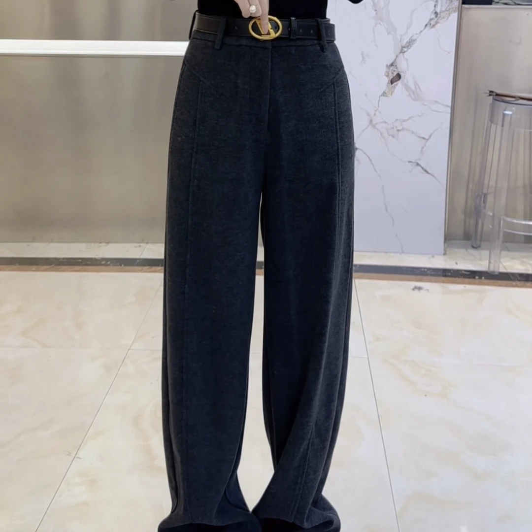 女秋冬季款加厚直筒窄版阔腿裤