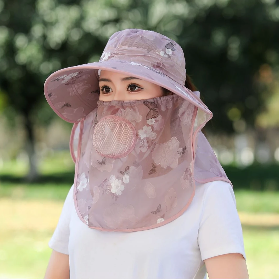 遮阳帽面罩透气轻便下地用品农村干活采茶防晒防防晒遮阳帽子