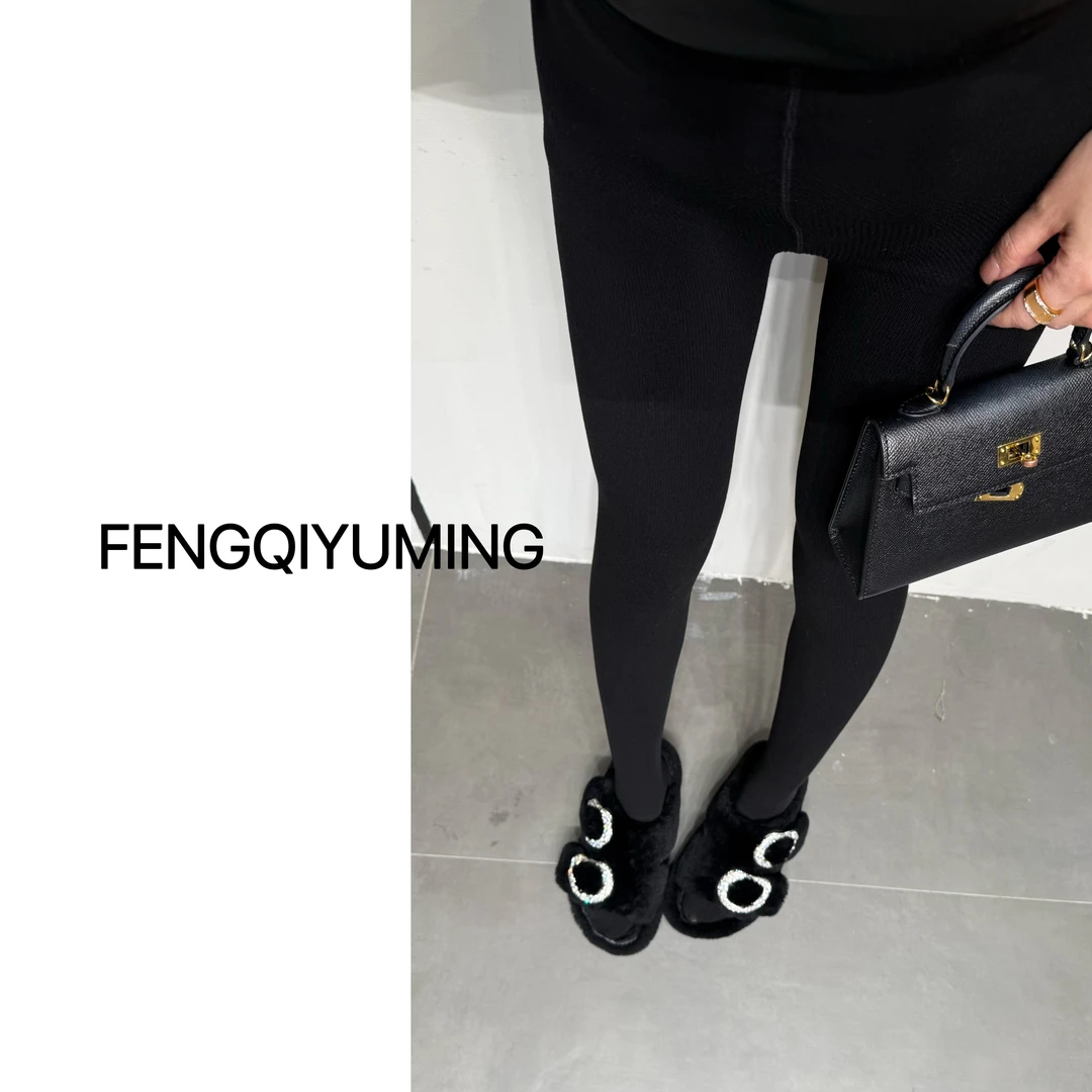 新款休闲百搭修身显瘦加厚加绒螺纹压腿打底袜