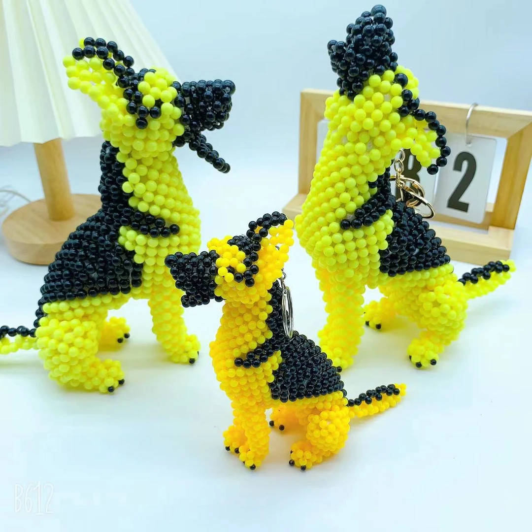 【成品】纯手工串珠编制德牧犬生肖狗摆件德国牧羊犬
