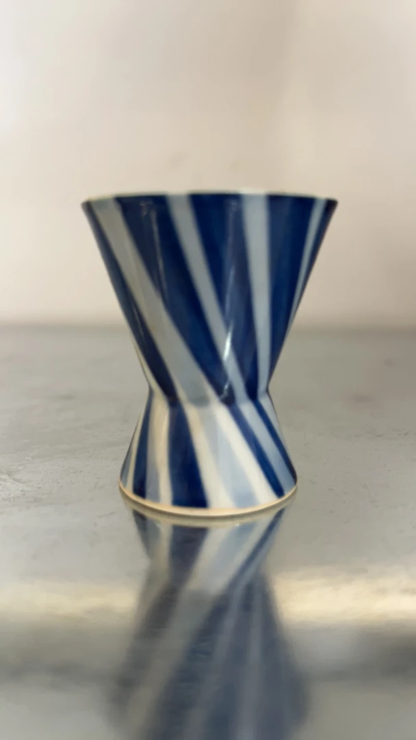 一口杯运费补充链接日瓷非全新日式蓝色简约条纹手工螺纹色釉