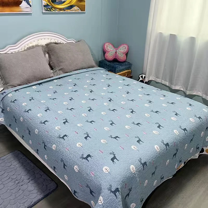 四季床盖棉绗缝垫被用两用四季通用纯棉全棉双面榻榻米单件斜纹棉