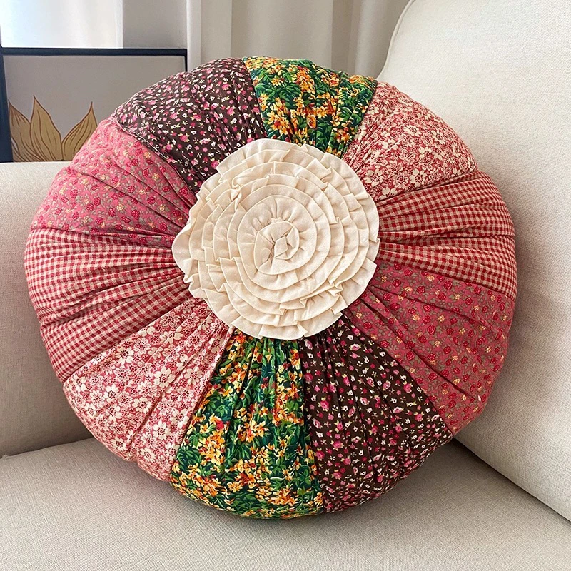 外贸韩式田园碎花手工抱枕绣花靠垫沙发抱枕护腰靠垫汽车靠枕含芯