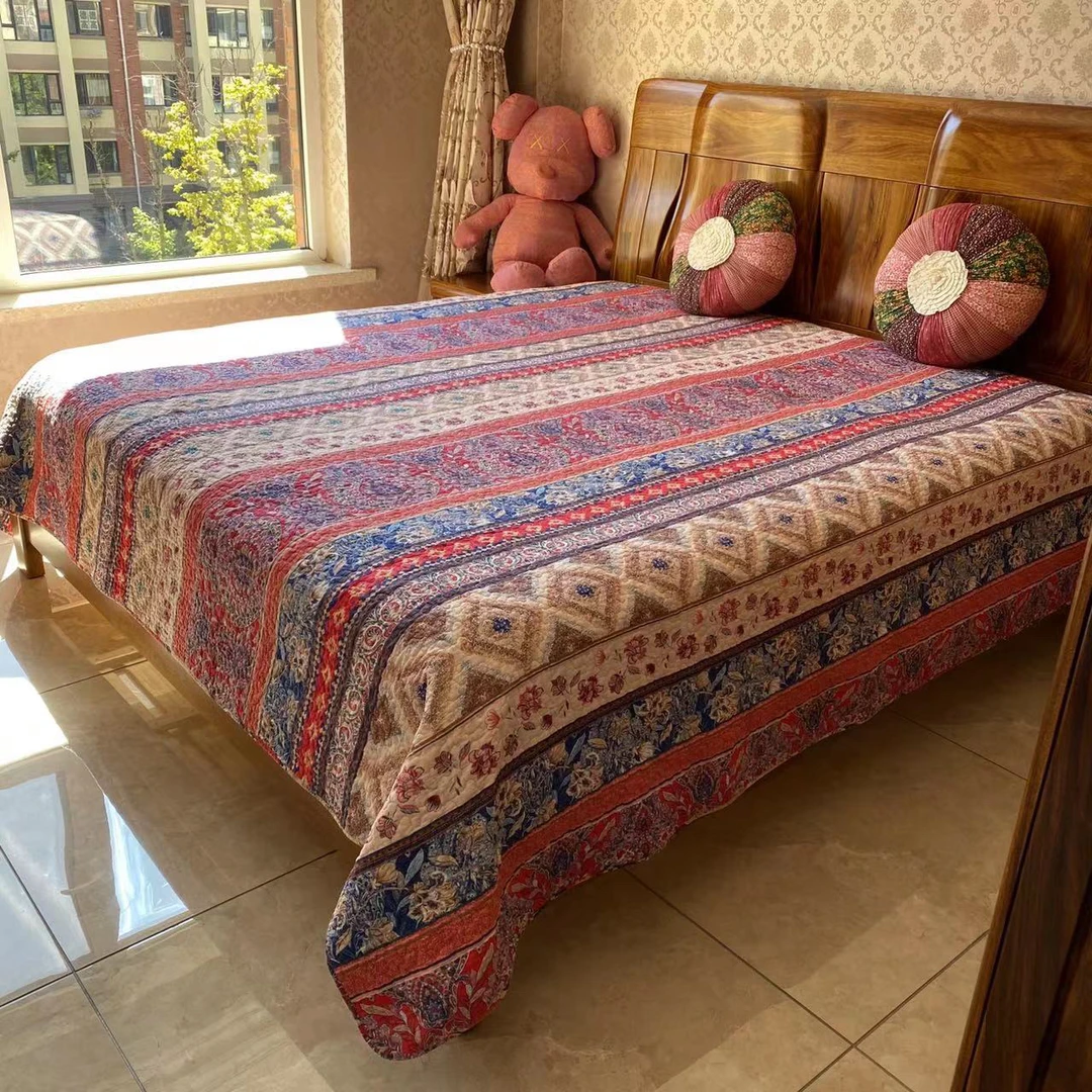 秋冬韩式床盖棉绗缝垫被用两用四季通用纯棉全棉双面榻榻米单件