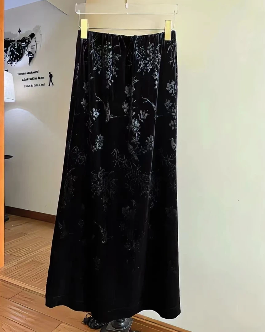 【加厚丝绒群子】2024新款加绒加厚裙子女士百搭