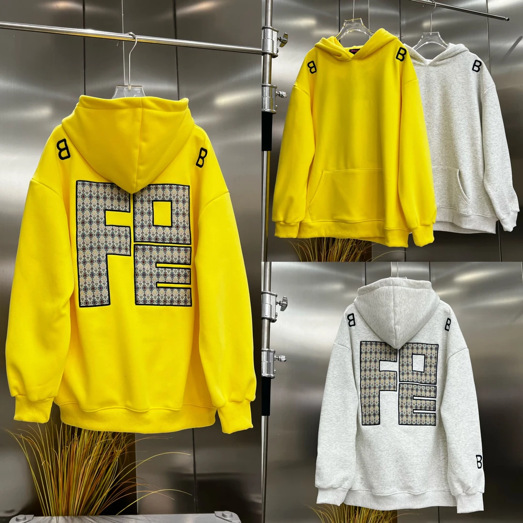 美式休闲刺绣字母情侣秋冬oversize重磅加绒连帽卫衣帽衫-2522-1