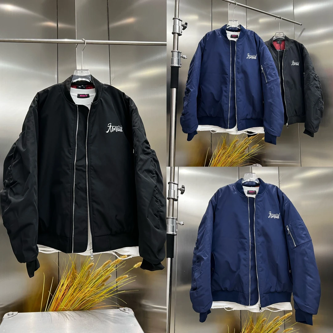 美式休闲刺绣字母情侣冬季飞行夹克棉服oversize潮牌上衣 8816-1