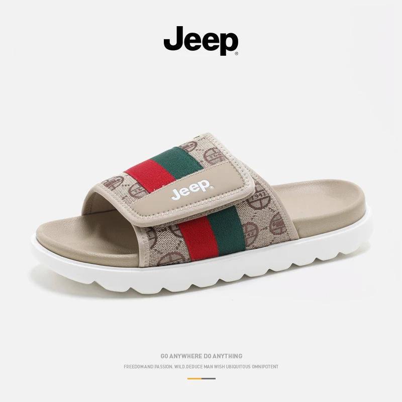 JEEP/吉普拖鞋男士夏外穿休闲真皮凉拖鞋户外男款男鞋凉鞋一字拖