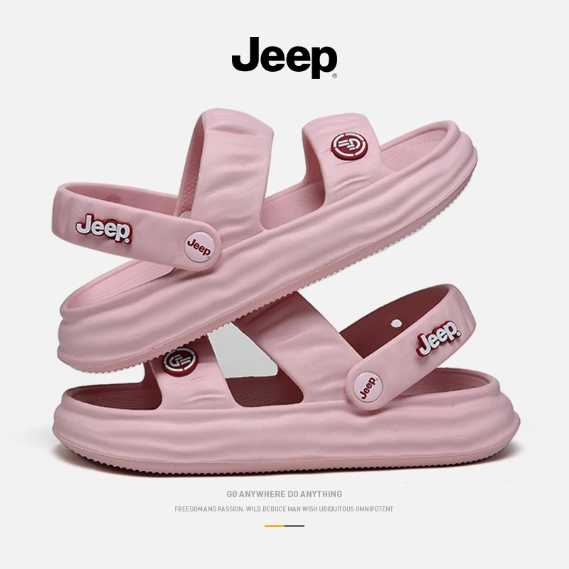 JEEP/吉普拖鞋女士夏户外防滑休闲厚底一字拖简约透气轻便凉拖鞋
