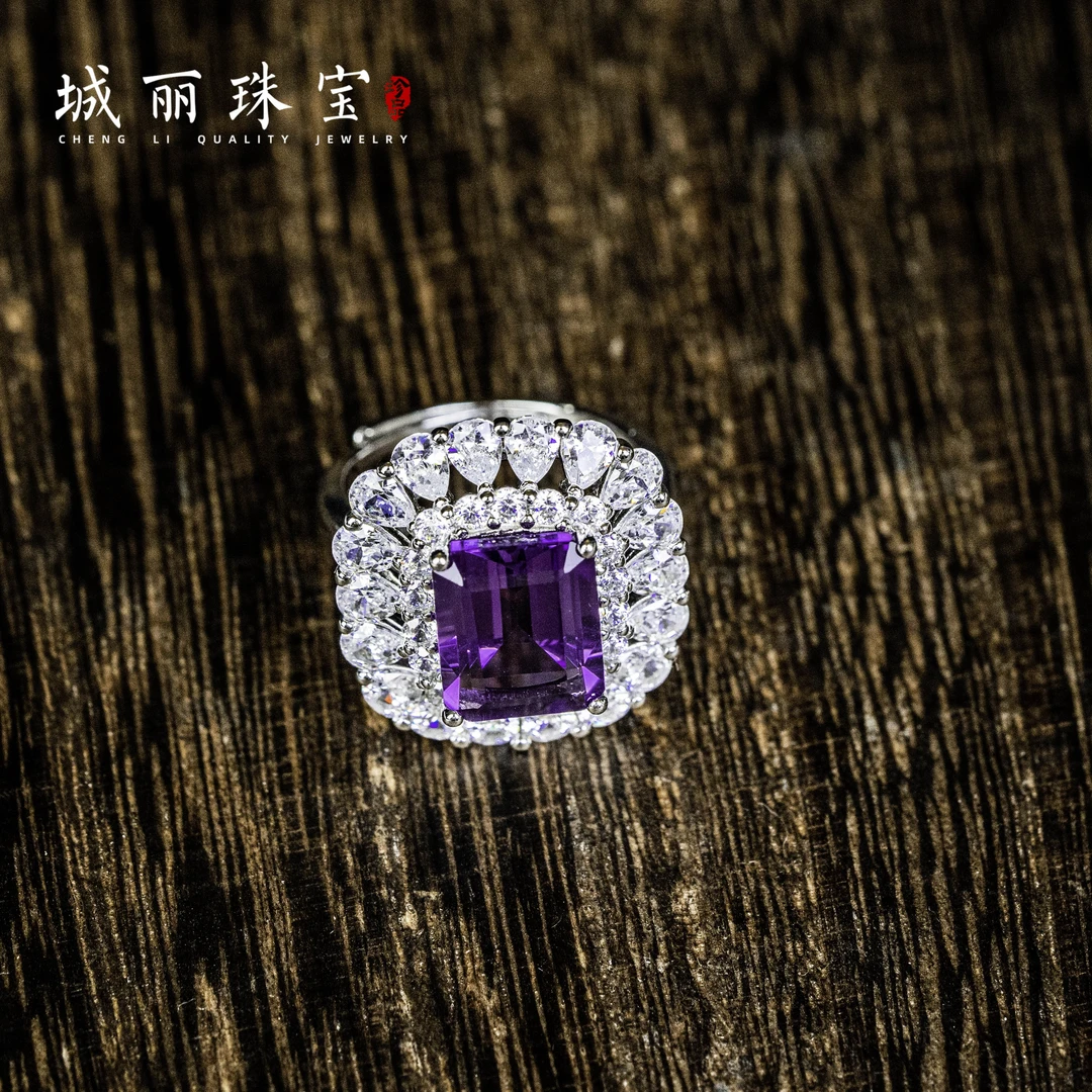925银戒指  【城丽】紫多切面戒指/个ZJ1I-162