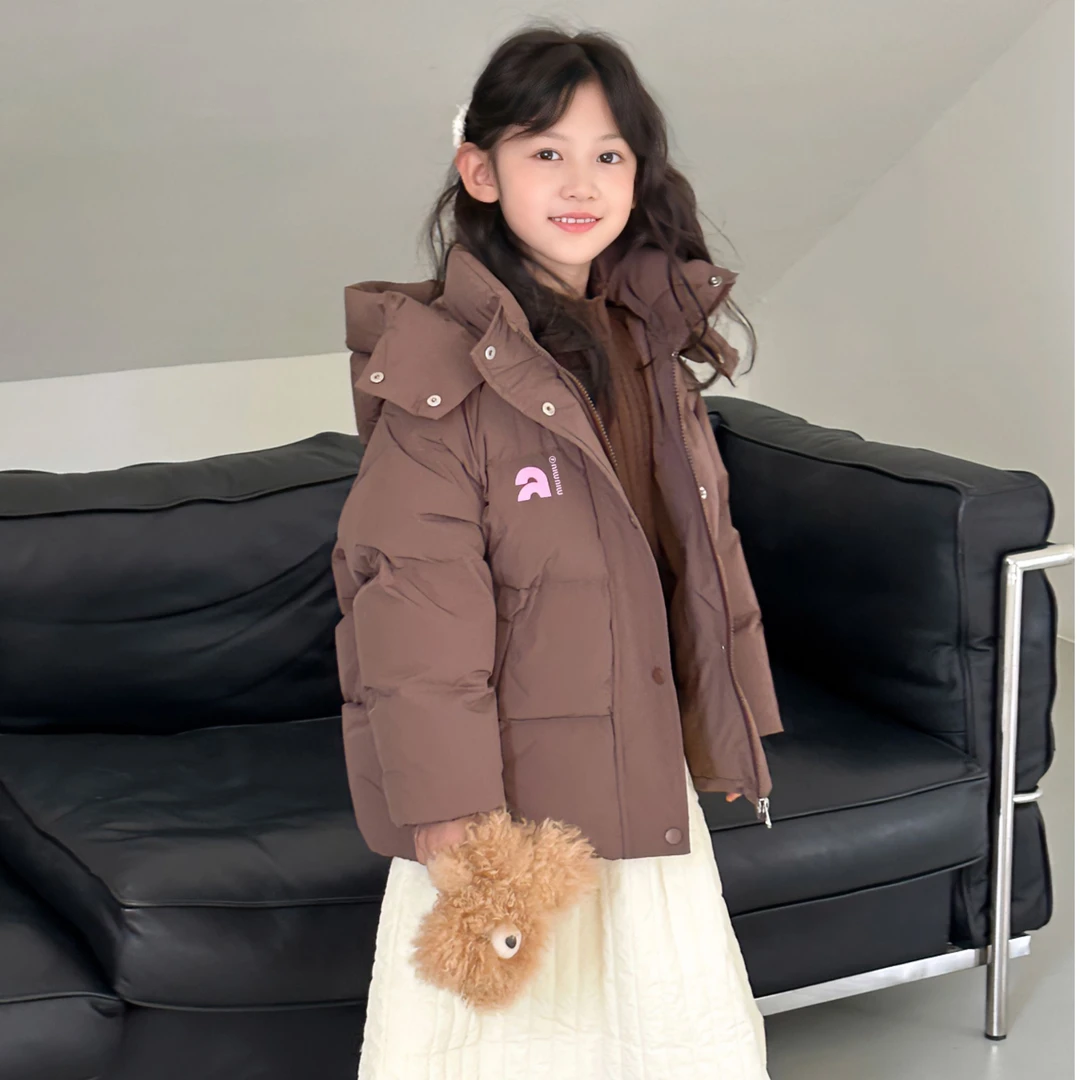 2024秋冬新款儿童羽绒服男女童大童韩版印花短款白鸭绒百搭冬装潮