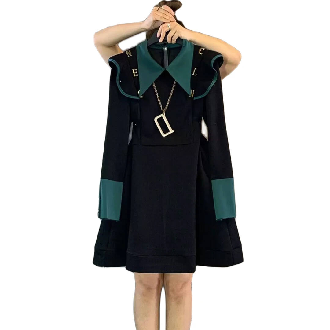 大维罗依LL欧货新款木耳菲边显瘦连衣裙