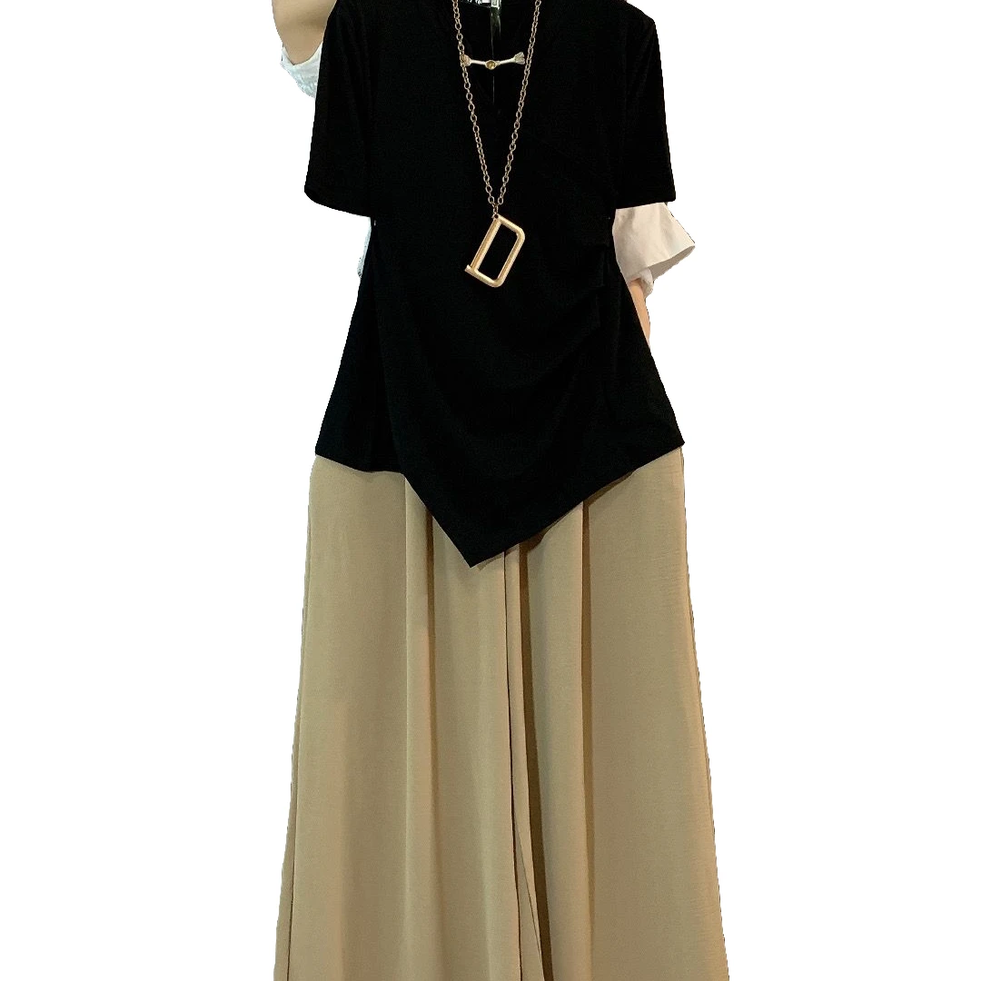 大维罗依pnm新款禅意显瘦小衫阔腿拖地裤