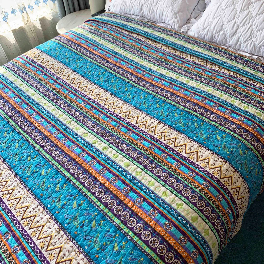 床盖床单纯棉100%全棉榻榻米双面炕两面用夹棉四季被防滑纯棉