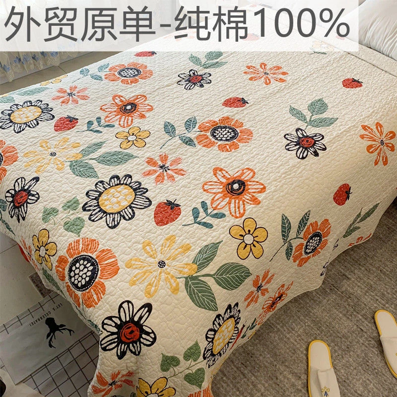 床盖纯棉100%全棉外贸双面全棉绗缝床垫炕两面用可机洗