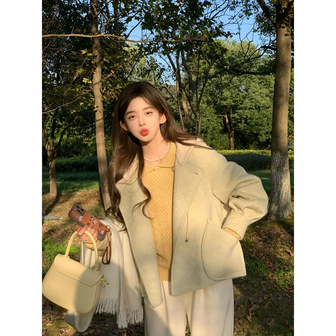 余紫绮.【简意奢雅】新款极简百搭高级纯色大衣外套Z1124038