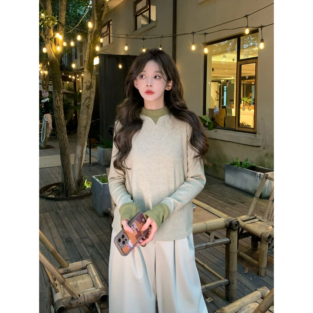 余紫绮【春水碧波】新款长袖百搭针织打底衫ZE0706103